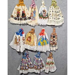 Vintage Crochet Top Cup Towels Hanging Kitchen Towels Lot Of 20 w/ Duplicates